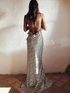 Dots Floral Print Slip Maxi Dress