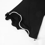 Strapless Ruffles Black Midi Dress
