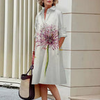 Alba Boutique Women's Midi Shirt Dress with Button Placket Collection