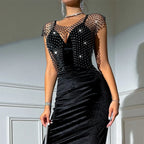 Rhinestone Diamond Net Sheer Top