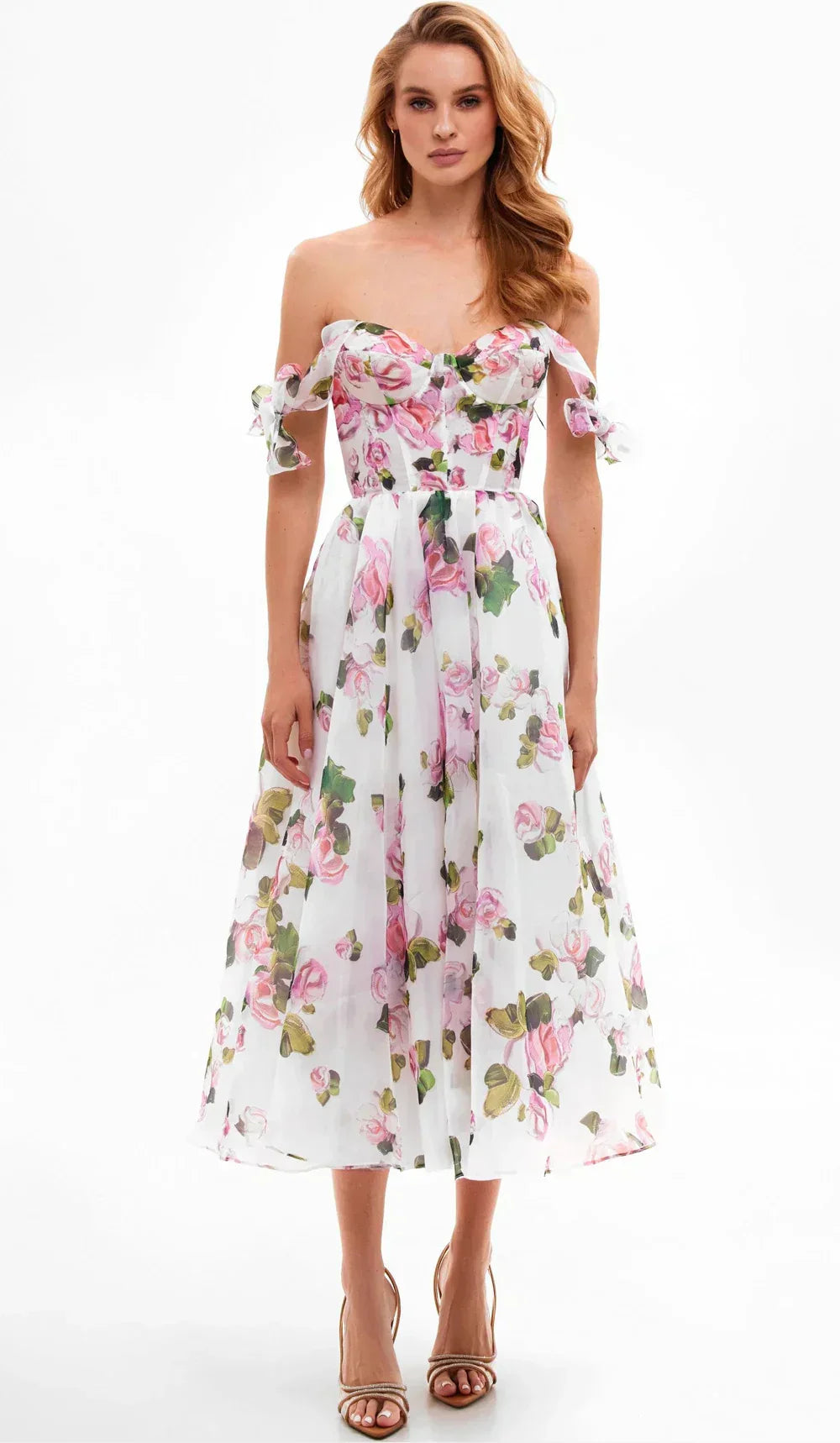 Floral back lace - up suspender dress