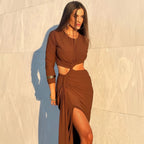 Long - Sleeved Irregular Bodycon Dress