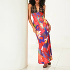 Lace Trim Leopard Patchwork Floral Dress