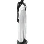 Mesh White Spaghetti Strap Hollow Out Dress