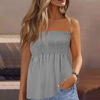 Backless Beach Pleated Solid Strapless