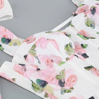 Floral back lace - up suspender dress