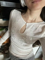 Floral Mesh Long Sleeve Sheer Top