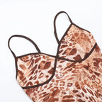 Leopard Print Spaghetti Strap Backless Long Dress