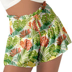 DressBetty - Women High Waist Loose Shorts Sports Drawstrings Floral Print Beach Shorts