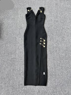 Sleeveless V Neck Bandage Long Dress