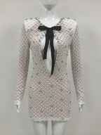 Pearl Sequin Mini Long Sleeve Party Dress