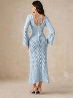 Knit Hollow - Out Loose Patchwork Lace - Up Summer Dress