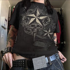 Cyber Star Grunge Red Tshirt