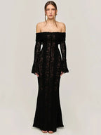 Winter Elegant Maxi Wedding Guest Lace Dress