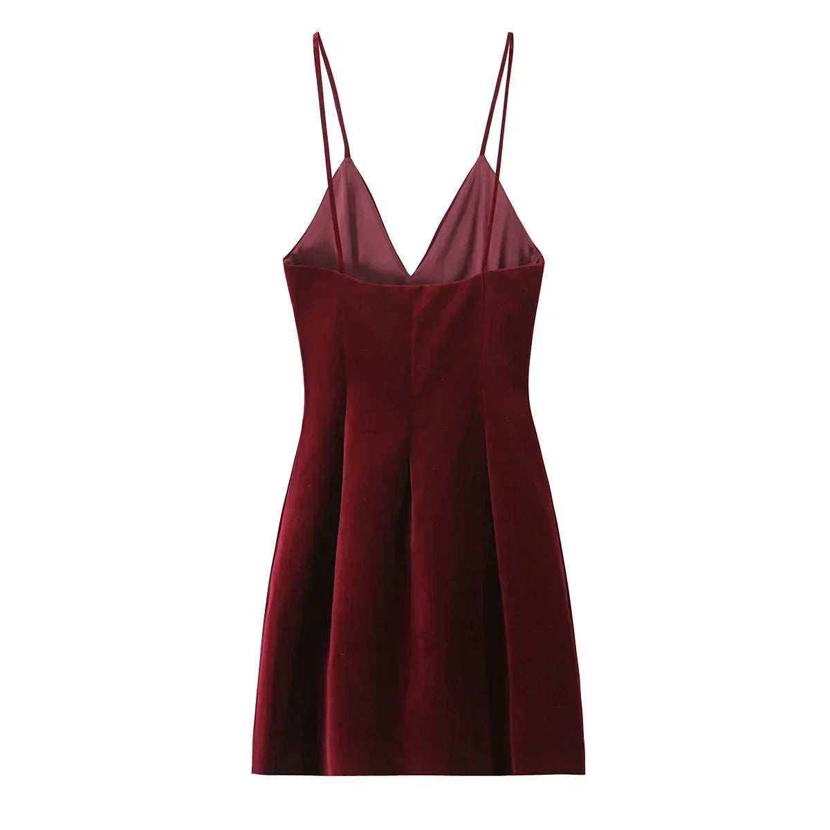 Red Velvet Spaghettis Strap Mini Dress