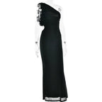 One Shoulder Ruffles Women Maxi Dress