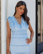 Sacha Cotton Linen Crochet Tiered Midi Dress