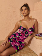 Sachi Rose Printed Ruched Mini Dress