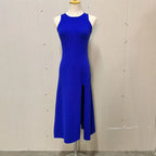 Knit Slit Solid High Waisted Vacation Dresses