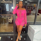 Hollow Out Rose Red Long Sleeve Romper