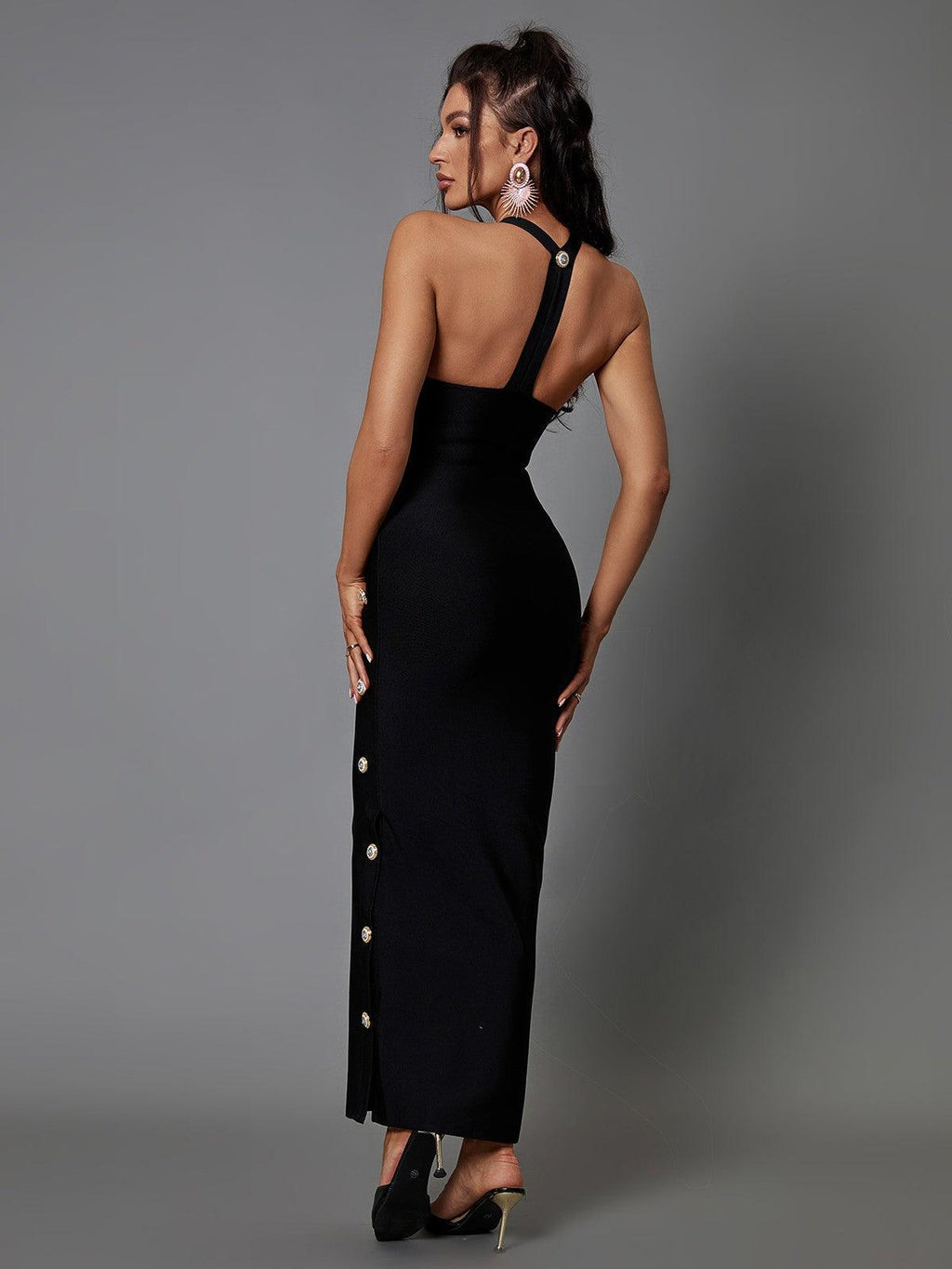Button Embellished Bandage Dress