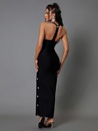 Button Embellished Bandage Dress