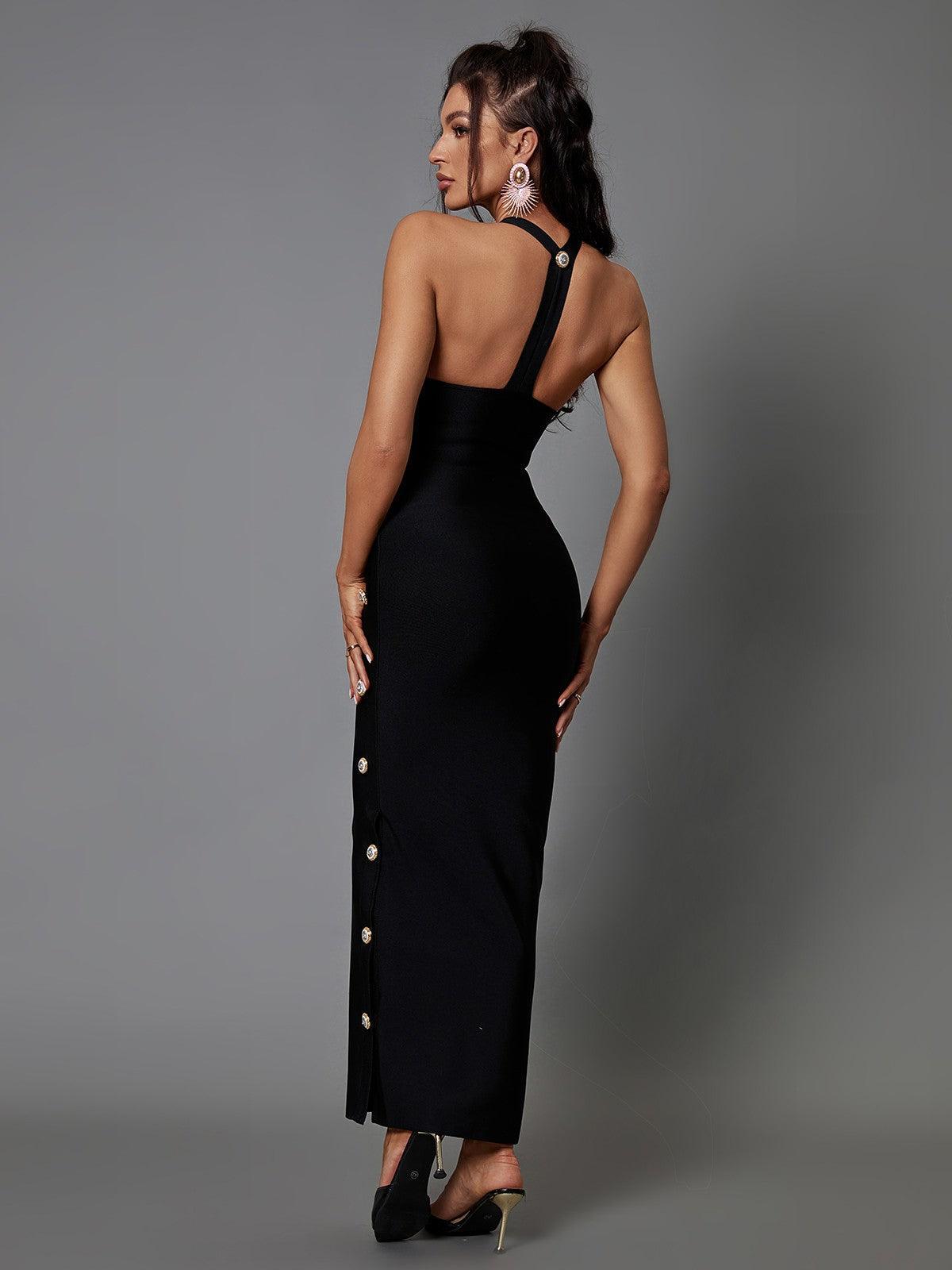 Button Embellished Bandage Dress