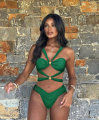 Cut-Out Halter Bodysuit One Piece Swimwear