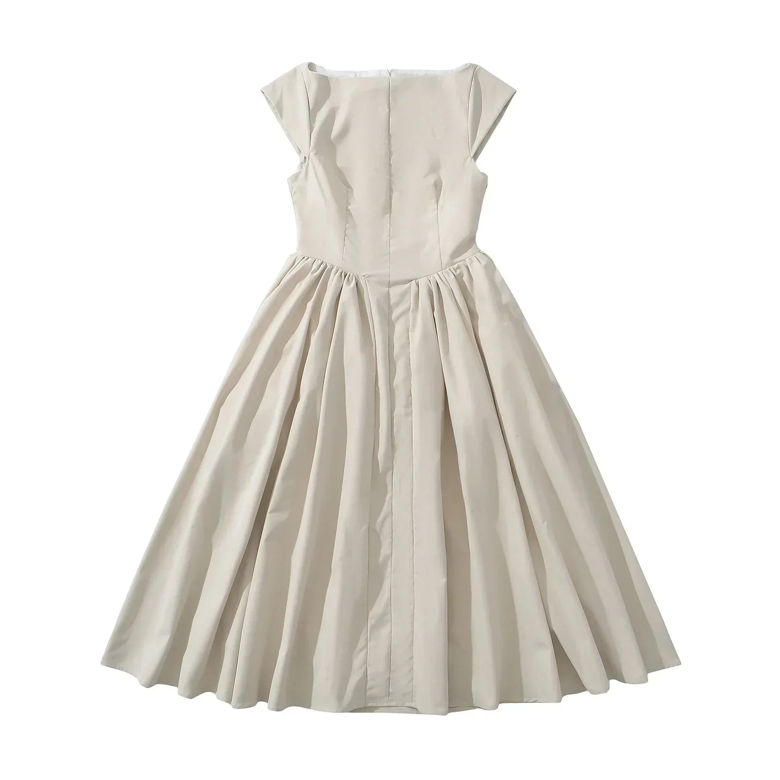 Short Sleeve Hollow Out Back Midi Dress