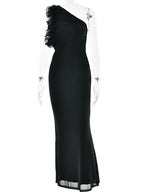 One Shoulder Ruffles Women Maxi Dress