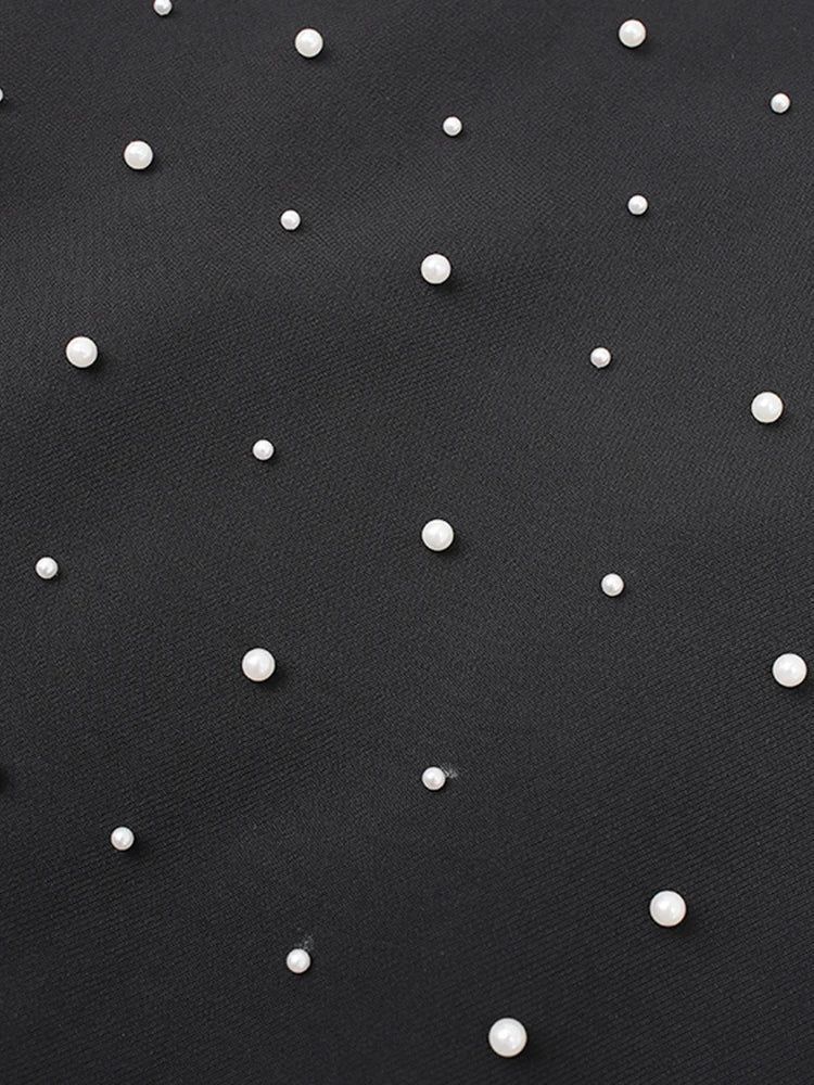 Diamonds Black Crystal Pearl Mini Midi Dress