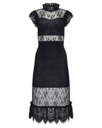 PREORDER Saige Sheer Lace Midi Dress Black