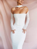 Elegant Long Sleeve Summer Clubwear Maxi Dress