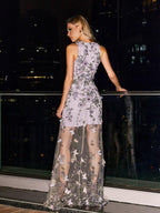 Embroidered Floral Butterfly Mesh Dress