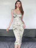 Satin Floral Midi Dress
