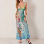 Hollow Pattern Cami Floral Dress