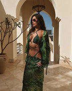 Print Beach Skirt Cover Up Four Piece Swim Sets