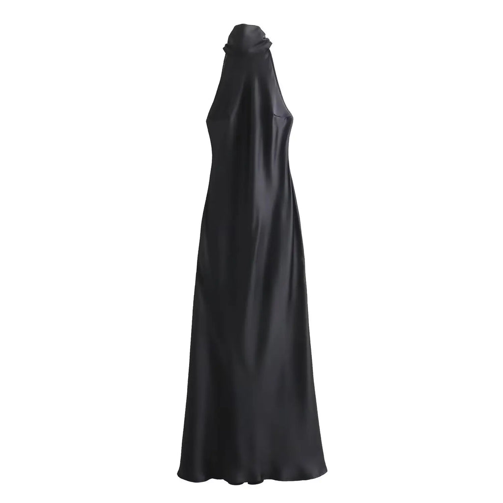 Solid Sleeveless Backless Bow Zipper Long Dress
