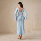 Knit Hollow - Out Loose Patchwork Lace - Up Summer Dress
