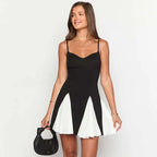 Color Block OneShoulder Strap Splicing Slip Dress