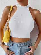 Heart Criss Cross Ribbed Knit Y2K Cami Top