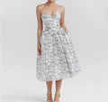 Low Waist Pleated Midi Dress Bra Chest With Wire