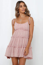 Bowknot Spaghetti Chiffon Floral Dress