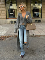 Elegant Modest Knitted Long Dress Loose Buttons Sweater Cardigans 2025 Fall Commuter Lady Fashionable Trendy Casual Woman Wear