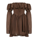 In Secret Vintage Ruffled Off Shoulder Midi Dress