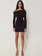 One Shoulder Pleated Mini Dress