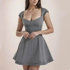 Cross Lacing up Back Mini Dress