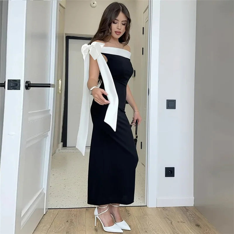 Diagonal Collar Backless Lace - Up Dress