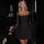 Women's Glitter Bandage Backless A - line Party Dress