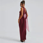 Mesh Sleeve Off - shoulder Long Dress